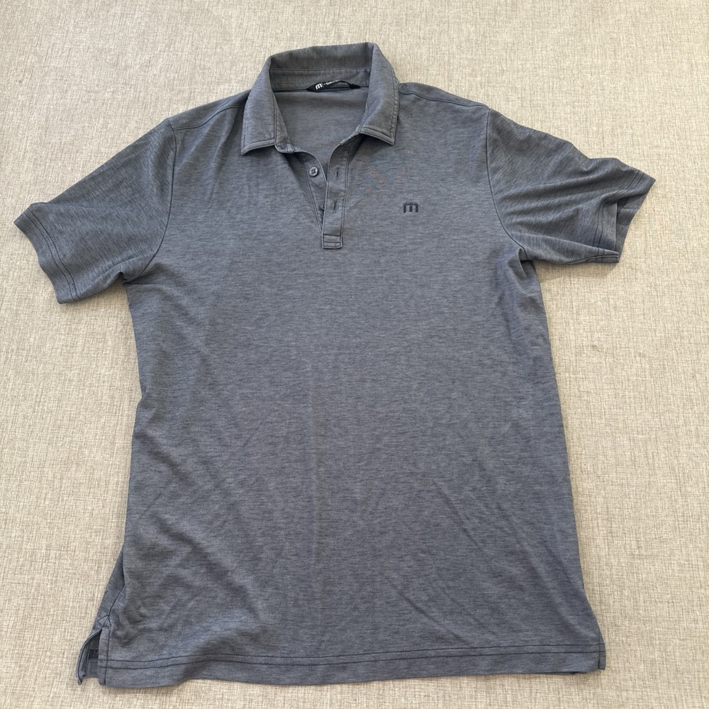 Travis‎ Mathew Polo Shirt Mens Medium Blue Pima Cotton Blend Golf Short Sleeve